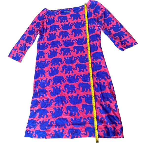 Lilly Pulitzer Pink and Blue Elephant dress. 3/4 sleeve cotton dress. Size XS - Picture 7 of 9
